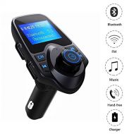 [아마존핫딜]FM Transmitter, TKSTAR Bluetooth FM Transmitter KFZ Auto Radio Adapter Auto Ladegerat Zigarettenanzuender freisprecheinrichtung Car Kit mit 2 USB Ladegerat Kabelloses Auto Radio Sen