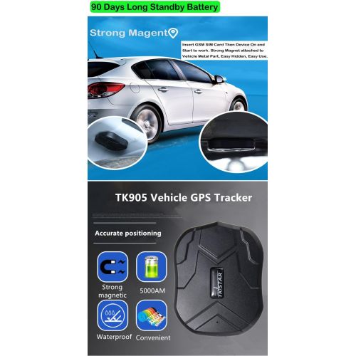  TK-STAR TKSTAR GPS Tracker with Strong Magnet for CarVehicleVan Truck Fleet Management GPS Locator Realtime Accurate Location Device Waterproof 90 Days Long Standby Remove Alarm Free Tra
