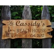TKWoodcrafts Custom Outdoor House Signs Personalized Custom Carved Beach House Custom Wood Signs Wooden Signs Live Edge Wood Look Vacation Home Pine 373