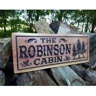 TKWoodcrafts Cabin Signs Wooden Signs Custom Outdoor Name Sign Personalized Wooden Signs Custom Wood Signs Wooden House Signs Tree Image Red Cedar 306