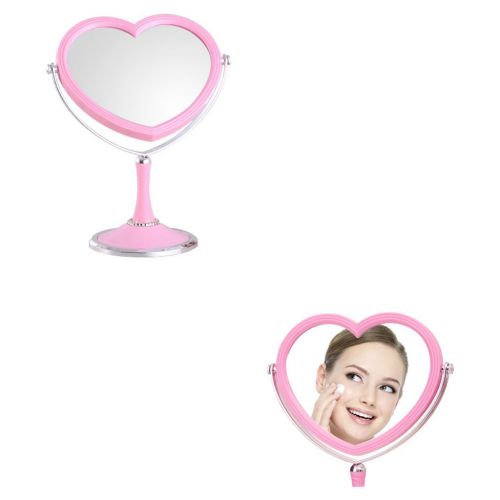  TLMY Cosmetic mirror Cosmetic Mirror European Mirror Double Mirror Heart-shaped Princess Mirror Cosmetic mirror (Color : Pink)