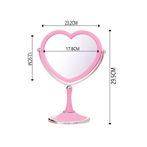  TLMY Cosmetic mirror Cosmetic Mirror European Mirror Double Mirror Heart-shaped Princess Mirror Cosmetic mirror (Color : Pink)