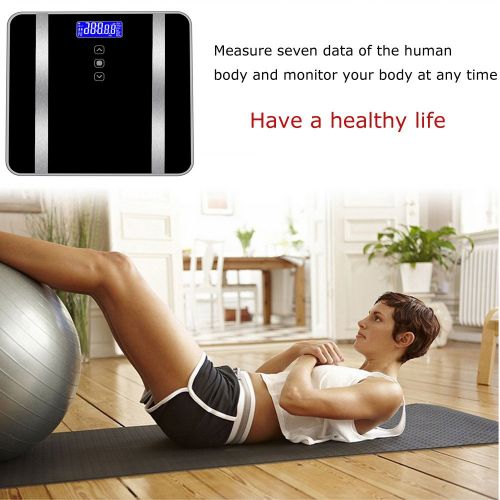  TLT Retail Smart Scale Digital BMI Body Weight Bathroom Scale 400 pounds with 8 Essential Measurements (Black)