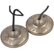 2.25” Diameter Tibetan Tingsha Bell Cymbals Set - Om Nama Shivay Embossed Chimes - Great for Yoga, Meditation, Spiritual, Mindfulness or Relaxation - Handmade in Nepal