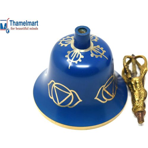  TM THAMELMART FOR BEAUTIFUL MINDS Tibetan Buddhist Meditation Bell Chakra Color - Bell of Enlightenment from Nepal 8 Inches Including free Box … (RED)