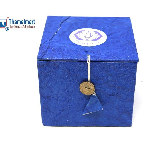  TM THAMELMART FOR BEAUTIFUL MINDS Tibetan Buddhist Meditation Bell Chakra Color - Bell of Enlightenment from Nepal 8 Inches Including free Box … (Blue)