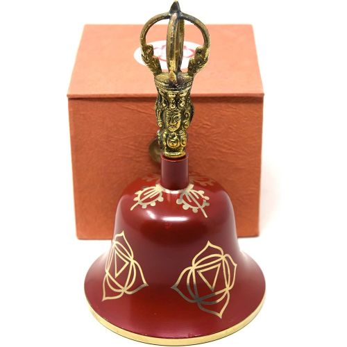  TM THAMELMART FOR BEAUTIFUL MINDS Tibetan Buddhist Meditation Bell Chakra Color - Bell of Enlightenment from Nepal 8 Inches Including free Box … (ORANGE)