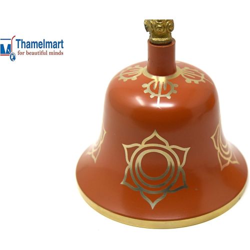  TM THAMELMART FOR BEAUTIFUL MINDS Tibetan Buddhist Meditation Bell Chakra Color - Bell of Enlightenment from Nepal 8 Inches Including free Box … (ORANGE)
