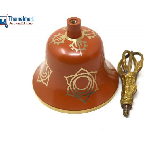  TM THAMELMART FOR BEAUTIFUL MINDS Tibetan Buddhist Meditation Bell Chakra Color - Bell of Enlightenment from Nepal 8 Inches Including free Box … (ORANGE)