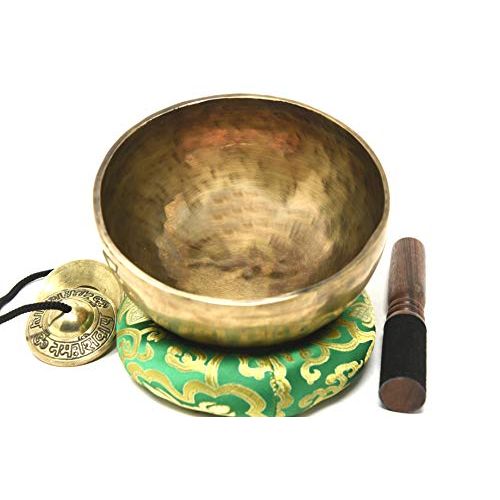  TM THAMELMART FOR BEAUTIFUL MINDS 7 Inches Antique Hand Hammered Tibetan Meditation Singing Bowl for Relaxing, Sound Bath, Mindfullness and Wellness - Yoga Old Bowl by Thamelmart명상종 싱잉볼