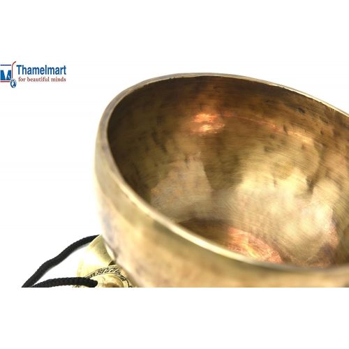  TM THAMELMART FOR BEAUTIFUL MINDS 7 Inches Antique Hand Hammered Tibetan Meditation Singing Bowl for Relaxing, Sound Bath, Mindfullness and Wellness - Yoga Old Bowl by Thamelmart명상종 싱잉볼