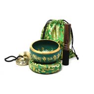 TM THAMELMART FOR BEAUTIFUL MINDS 5 Inch Tibetan Meditation Yoga Singing Bowl Set with free Om Tingsha cymbals,wooden Mallet Silk Cushion and Carry bag from Nepal, Singing bowls.명상종 싱잉볼