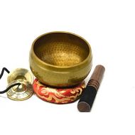 TM THAMELMART FOR BEAUTIFUL MINDS 5.5 Energetic Chakra Healing Yoga Hand Hammered Tibetan Singing Bowl- Including Tingsha Cymbels Mallet and Cushion Made in Nepal명상종 싱잉볼