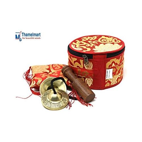  TM THAMELMART FOR BEAUTIFUL MINDS 4.5 Tibetan Singing Bowl for Meditation, Sound Healing, Yoga & Sound Therapy. Made of 7 metals. Cushion Suede leather Wooden Mallet, Box & Tingsha nincluded Thamelmart … (4.5 Inch명상종 싱잉볼