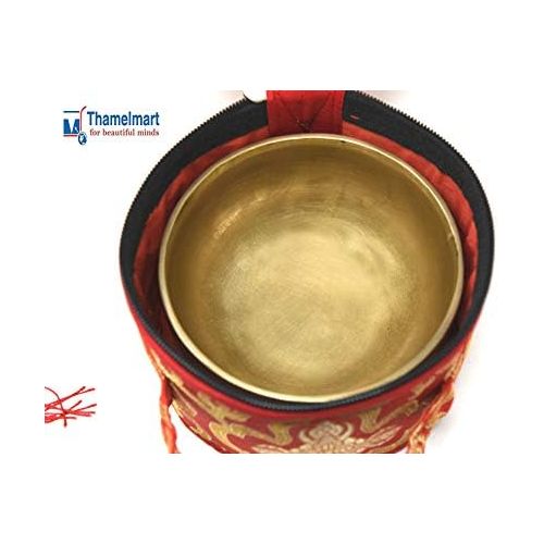  TM THAMELMART FOR BEAUTIFUL MINDS 5 Tibetan Singing Bowl for Meditation, Sound Healing, Yoga & Sound Therapy. Made of 7 metals. Slik Cushion, Wooden Mallet, Box & Tingsha nincluded Thamelmart … (5 Inch matte)명상종 싱잉볼