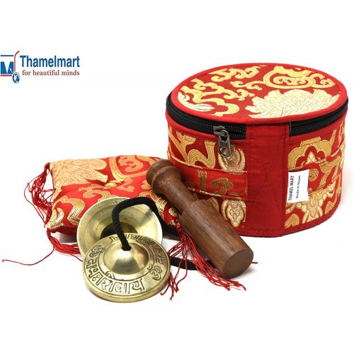  TM THAMELMART FOR BEAUTIFUL MINDS 5 Tibetan Singing Bowl for Meditation, Sound Healing, Yoga & Sound Therapy. Made of 7 metals. Slik Cushion, Wooden Mallet, Box & Tingsha nincluded Thamelmart … (5 Inch matte)명상종 싱잉볼