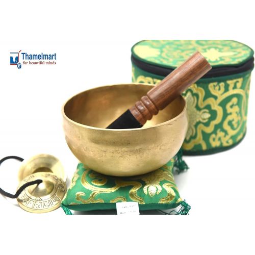  TM THAMELMART FOR BEAUTIFUL MINDS 6 Superb Crown Chakra Tibetan Singing Bowl for Meditation, Sound Healing, Yoga & Sound Therapy. Made of 7 metals. Cushion Suede leather Wooden Mallet, Box & Tingsha nincluded ~Nepa명상종 싱잉볼