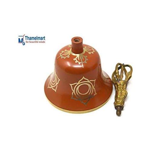  TM THAMELMART FOR BEAUTIFUL MINDS Tibetan Buddhist Meditation Bell Chakra Color - Bell of Enlightenment from Nepal 8 Inches Including free Box … (ORANGE)