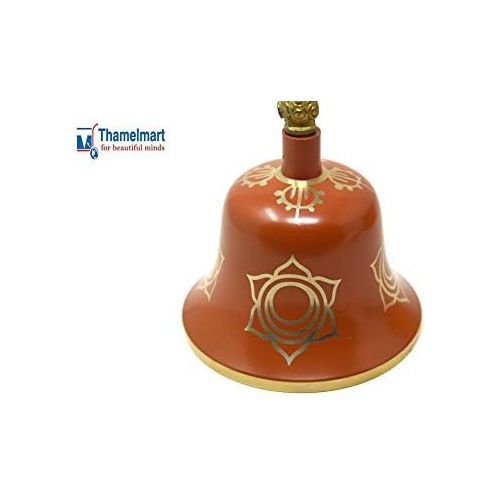  TM THAMELMART FOR BEAUTIFUL MINDS Tibetan Buddhist Meditation Bell Chakra Color - Bell of Enlightenment from Nepal 8 Inches Including free Box … (ORANGE)