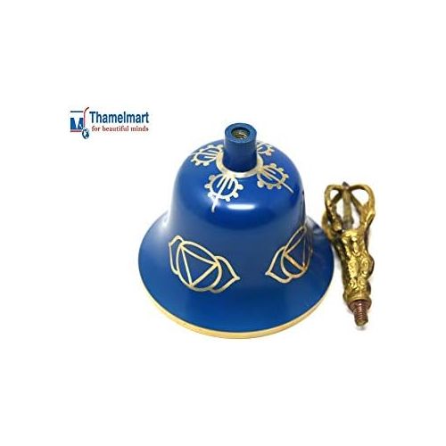  TM THAMELMART FOR BEAUTIFUL MINDS Tibetan Buddhist Meditation Bell Chakra Color - Bell of Enlightenment from Nepal 8 Inches Including free Box … (YELLOW)