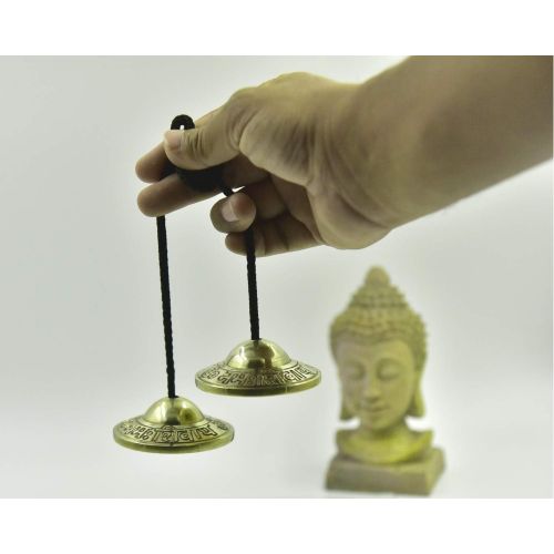  THAMELMART FOR BEAUTIFUL MINDS Om Nama Shiva Tingsha Cymbals 2.5 inch diameter