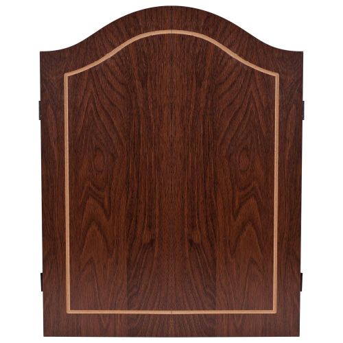  TMG Walnut Finish Deluxe Wood Dartboard Cabinet Set - Includes 6 Darts!