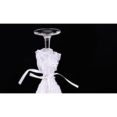  TMG Elegant Wedding Cake Knife and Server and Wine Glass Set with Black & White Wedding Dress Decoration Novelty Gift
