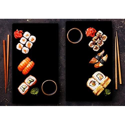  [아마존베스트]TMK Hob Cover Plate Ceramic Hob 2 Pieces 30 x 52 cm Ceramic Hob Cover Kitchen Electric Hob Induction Cooker Guard Splash Guard Glass Chopping Board Black