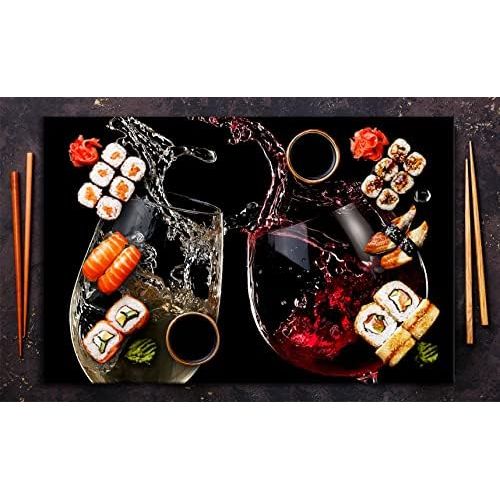  [아마존베스트]TMK Hob Cover Plate 80 x 52 cm 1-Piece Ceramic Hob Cover for Induction Hob Protection Splash Guard Glass Plate Decorative Chopping Board Wine Black