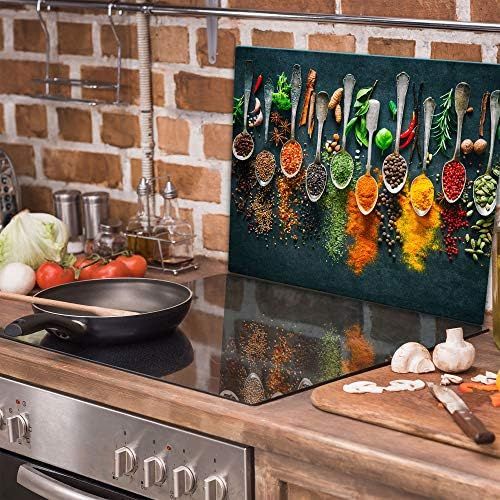  [아마존베스트]TMK Hob cover plate 60 x 52 one-piece glass electric hob induction hob protection splash guard glass plate decorative chopping board spices