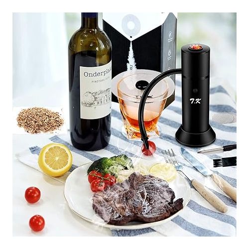  Smoking Gun Portable Smoker Infuser, Handheld Cocktail Smoke Food Smoker for Meat, Sous Vide, Drinks, Cheese, Cup Cover and Wood Chips Included, Black