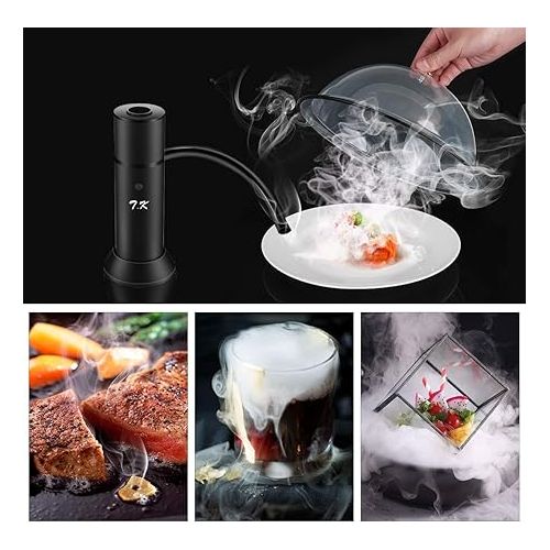  Smoking Gun Portable Smoker Infuser, Handheld Cocktail Smoke Food Smoker for Meat, Sous Vide, Drinks, Cheese, Cup Cover and Wood Chips Included, Black