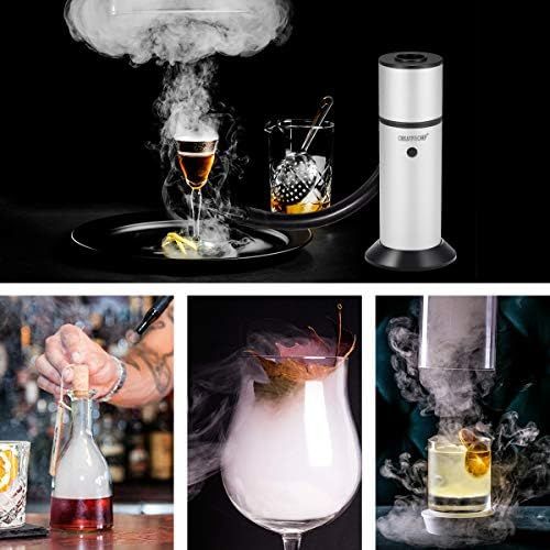  TMKEFFC Portable Smoker Gun, Handheld Smoke Infuser for Cocktail Food Drink Smoking, Enhance Taste for Meat, Sous Vide Steak, Grill, BBQ, Popcorn, Cheese, Wood Chips Included, Silv