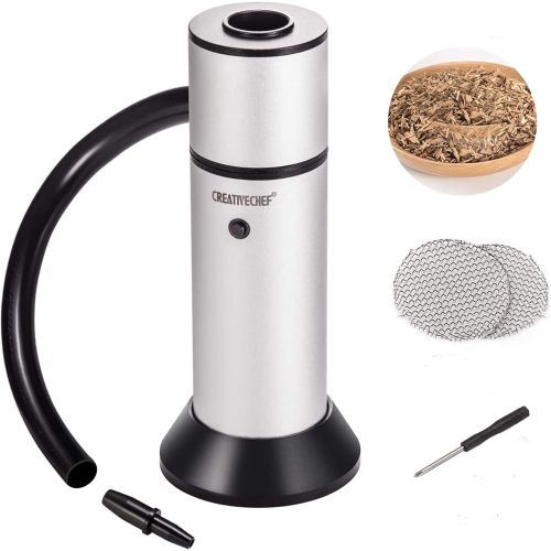  TMKEFFC Portable Smoker Gun, Handheld Smoke Infuser for Cocktail Food Drink Smoking, Enhance Taste for Meat, Sous Vide Steak, Grill, BBQ, Popcorn, Cheese, Wood Chips Included, Silv