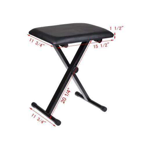  TMS Adjustable Leather Padded Piano Keyboard Bench Seat w/Rubber Feet Stool Chair