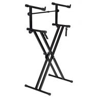 TMS X Style Pro Dual Music Keyboard Stand Electronic Piano Double 2-tier Adjustable X Shape Types