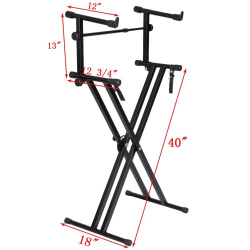  TMS X Style Pro Dual Music Keyboard Stand Electronic Piano Double 2-tier Adjustable X Shape Types