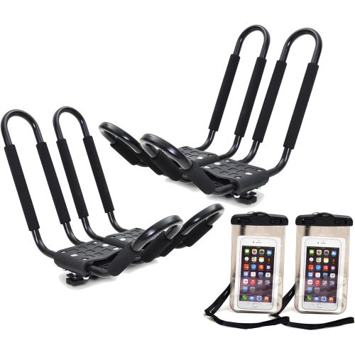  TMS 2 x Roof J Rack Kayak Boat Canoe Car SUV Top Mount Carrier w/Free Cell Phone Bag