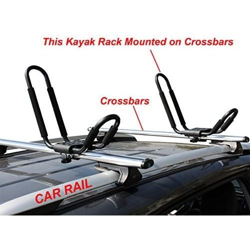  Lifetime Warranty TMS J-Bar Rack HD Kayak Carrier Canoe Boat Surf Ski Roof Top Mounted on Car SUV Crossbar