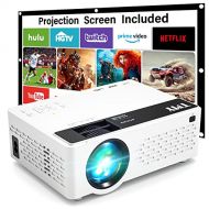 TMY Projector, 4500 Lux Video Projector 1080P Full HD Supported [Projection Screen Included], HD Native 720P Mini Projector Compatible with TV Stick HDMI VGA USB TF for Home Cinema