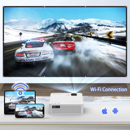  TMY WiFi Projector with 120″ Screen, [200 ANSI - Over 8500 Lux Brightness], 1080P Full HD Enhanced Projector, Portable Projector Compatible with TV Stick HDMI USB for Home Cinema &