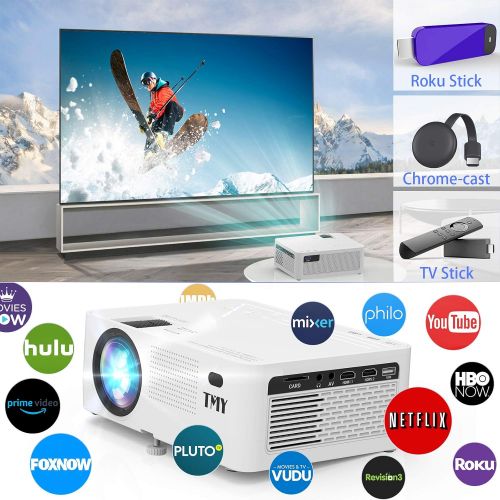  TMY WiFi Projector with 120″ Screen, [200 ANSI - Over 8500 Lux Brightness], 1080P Full HD Enhanced Projector, Portable Projector Compatible with TV Stick HDMI USB for Home Cinema &