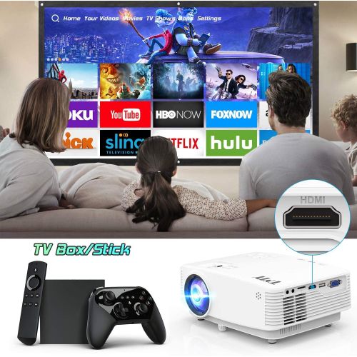  TMY WiFi Projector with 100″ Screen, 180 ANSI Brightness [Over 8000 Lumens], 1080P Full HD Enhanced Portable Projector Compatible with TV Stick Smartphone Tablet HDMI USB for Outdo