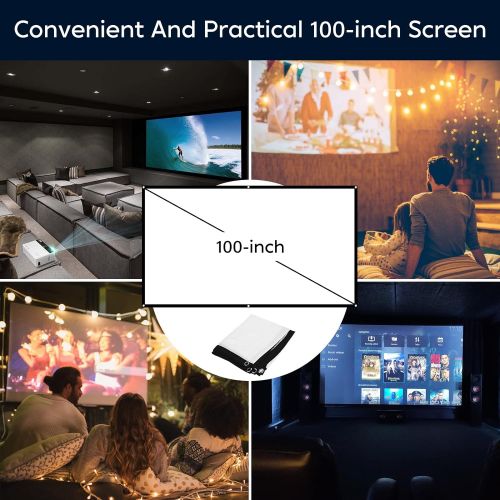  TMY Projector 7500 Lumens with Projector Screen, 1080P Full HD Supported Portable Projector, Mini Movie Projector Compatible with T-V Stick Smartphone HDMI USB AV, for Home Cinema