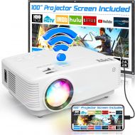 TMY Mini WiFi Projector 8000 Lumen [100 Projector Screen Included], 1080P Full HD Supported Portable Outdoor Movie Projector Synchronize Smartphone Screen, Compatible with iOS/Andr