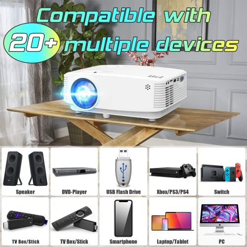  TMY Mini WiFi Projector 8000 Lumen [100 Projector Screen Included], 1080P Full HD Supported Portable Outdoor Movie Projector Synchronize Smartphone Screen, Compatible with iOS/Andr