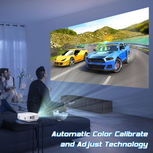  TMY Mini WiFi Projector 8000 Lumen [100 Projector Screen Included], 1080P Full HD Supported Portable Outdoor Movie Projector Synchronize Smartphone Screen, Compatible with iOS/Andr