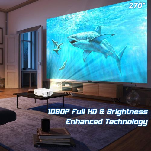  TMY Mini WiFi Projector 8000 Lumen [100 Projector Screen Included], 1080P Full HD Supported Portable Outdoor Movie Projector Synchronize Smartphone Screen, Compatible with iOS/Andr