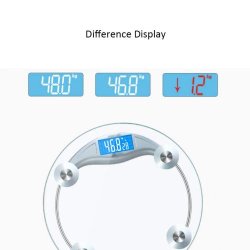  TMY Electronic scale Household Glass Electronic Scales Weight Measurement Called Round Luminous Display Can Be Connected to Mobile Phones (Color : Clear)