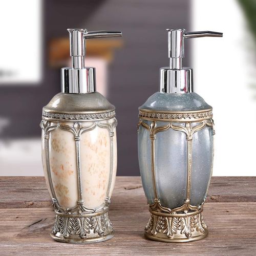  TMY soap dispenser European Resin Soap Dispenser Carved Hand Sanitizer Press Pack Empty Bottle Lotion Bottle Creative Shampoo Shower Gel (Color : Blue)